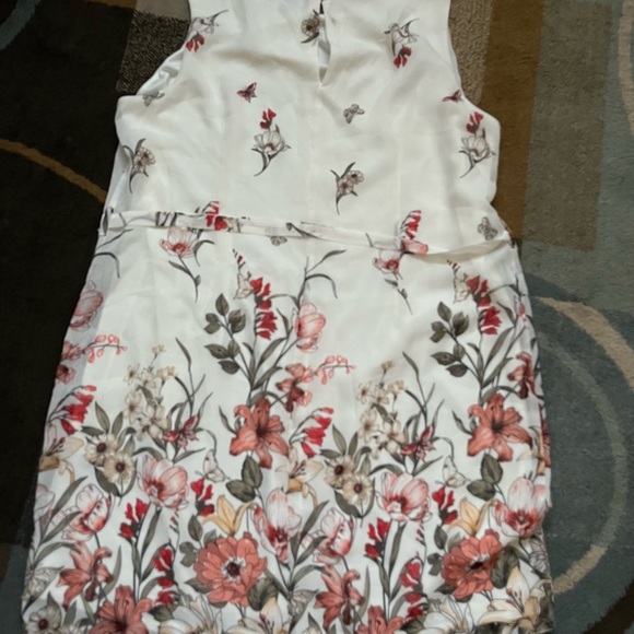 Primark Ladies Off White Floral Belted Dress Sz 12 - Picture 3 of 6